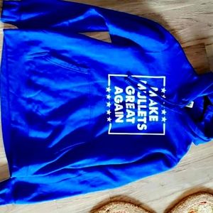 Blue "make mullets great agian" hoodie size medium! Worn once!